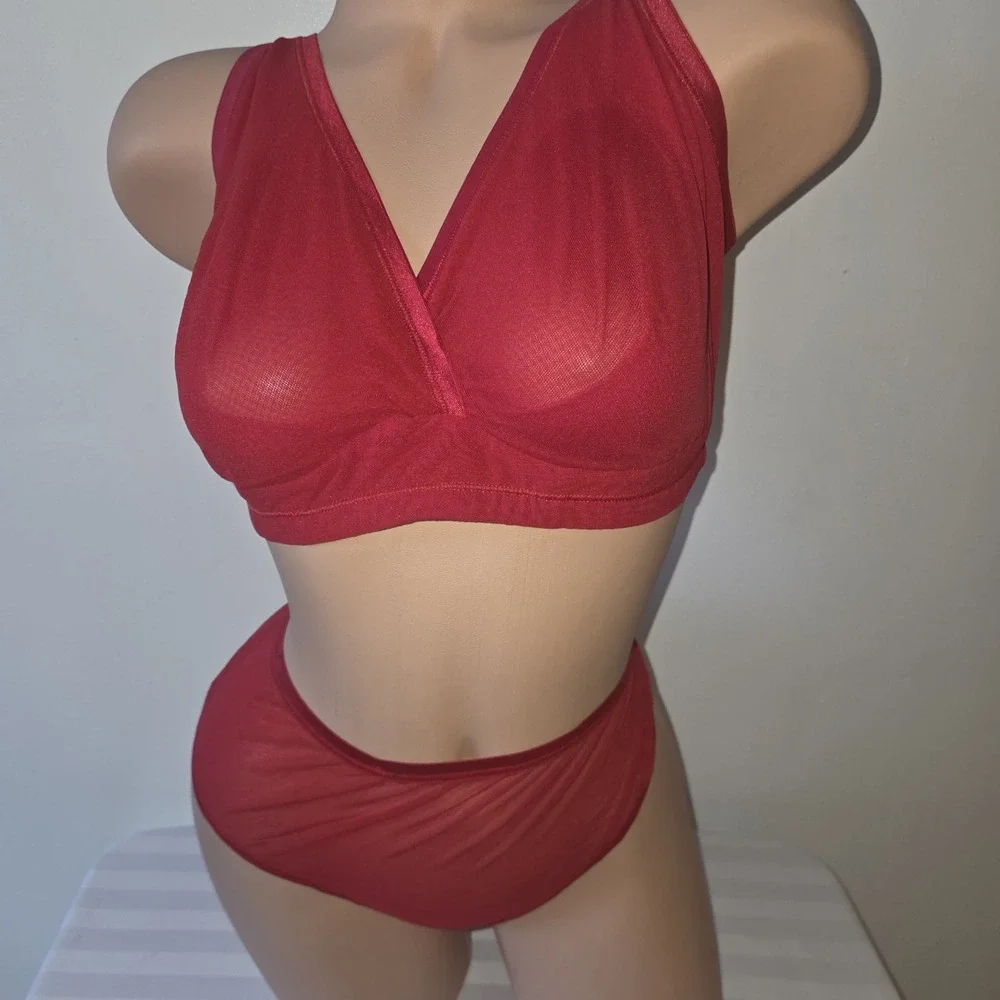 Cosabella Soire Confidence Extended Mystic Red‎ Mesh Bralette & Boyshort Set 2X